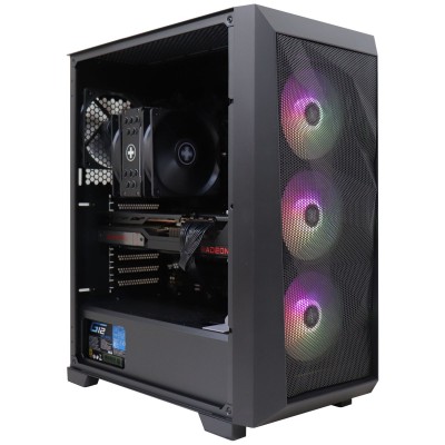 Firebreather Eruption A7597XT AMD Ryzen 7500X3D 8-Core (16 threads) tot 4.50Ghz Radeon RX 9070 XT 16GB kaart 1TB SSD 32GB DDR5